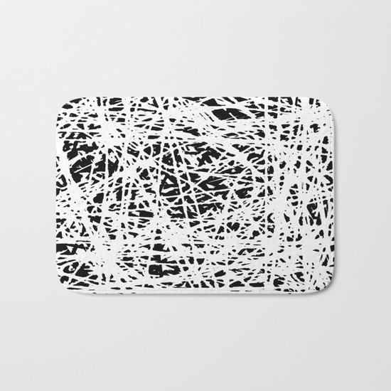 Whispers In the Dark - Black and White Abstract Bath Mat