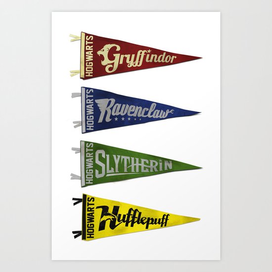 Vintage Hogwart's Pennant Collection Art Print