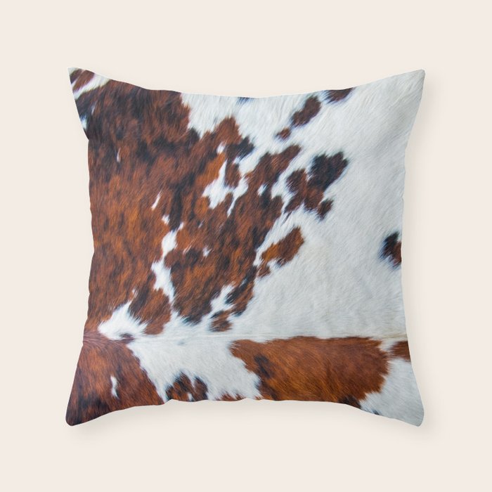 Rustic cow faux fur, cowhide Throw Pillow by medsis Society6