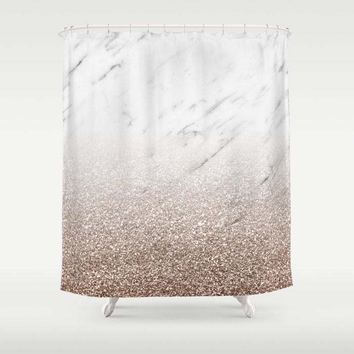 Glitter Ombre White Marble Amp Rose Gold Glitter Shower