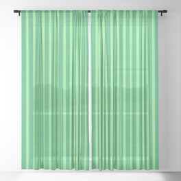 [ Thumbnail: Sea Green and Light Green Colored Stripes/Lines Pattern Sheer Curtain ]