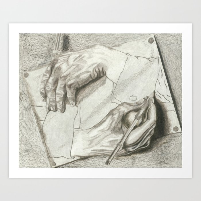 Drawing Hands, MC Escher Art Print