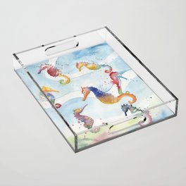 Colorful Seahorses Acrylic Tray