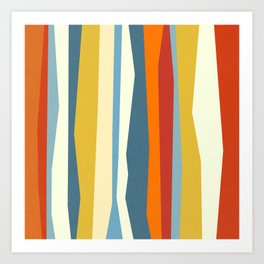Mid Century Pattern Colorful Retro Stripes Art Print