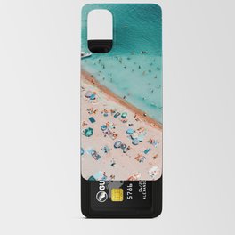 Ocean Pastel Aerial Beach Print, Beach Waves Art Print, Aerial Summer Pastel Beach Print, Beach Photography, People Umbrellas Art Print Android Card Case