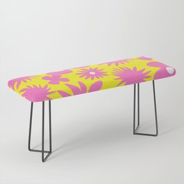 Retro Pop Art Flowers Pink and Yellow Bench