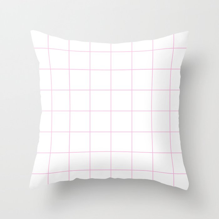 Graph Paper (Pink & White Pattern) Throw Pillow