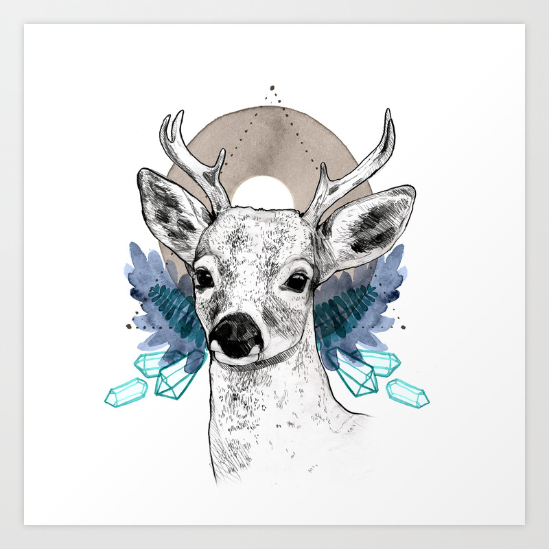 The Deer (Spirit Animal) Art Print by Vanillery Garden | Society6