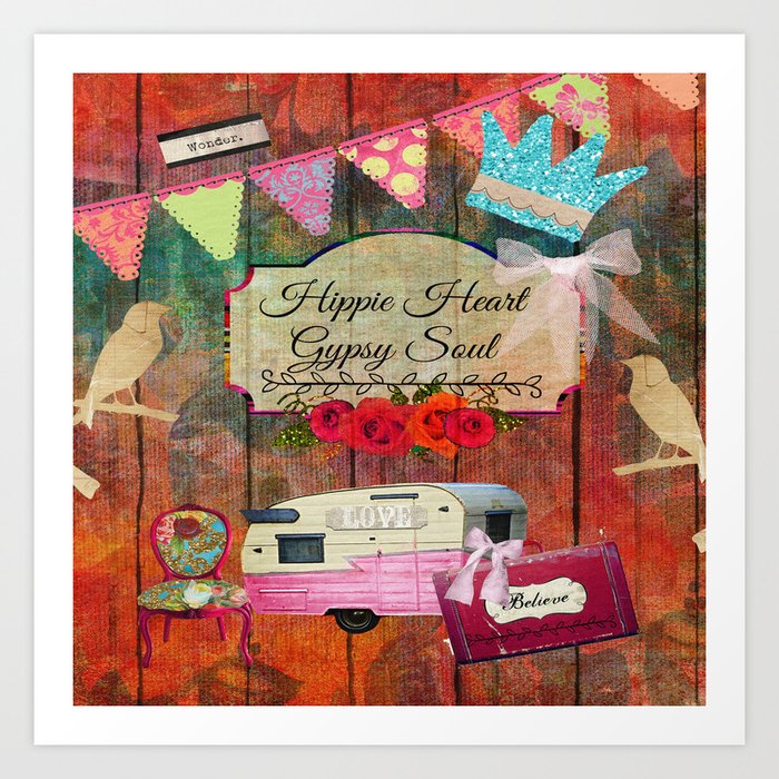 Hippie Heart Gypsy Soul, Retro Camper Cutting Board by FolkNFunky