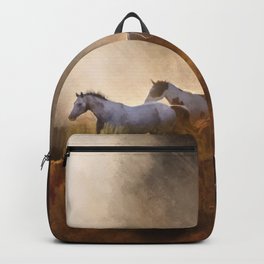 Horses in a Golden Meadow by Georgia M Baker Backpack