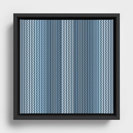 Blue Grey Zig Zag Stripes Framed Canvas