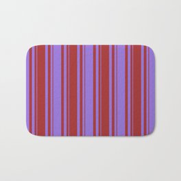 [ Thumbnail: Purple and Brown Colored Lines Pattern Bath Mat ]