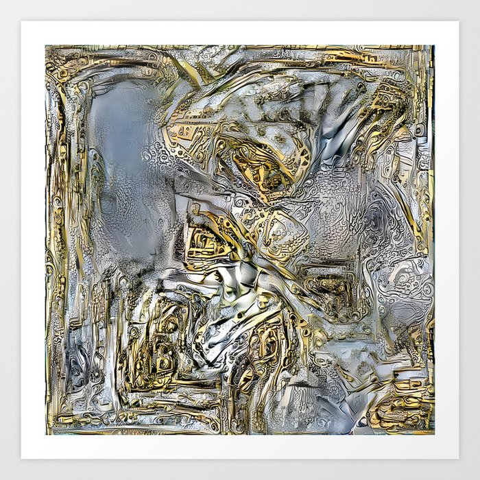 Silver Gold Abstract Modern Nature Art Collection Art Print