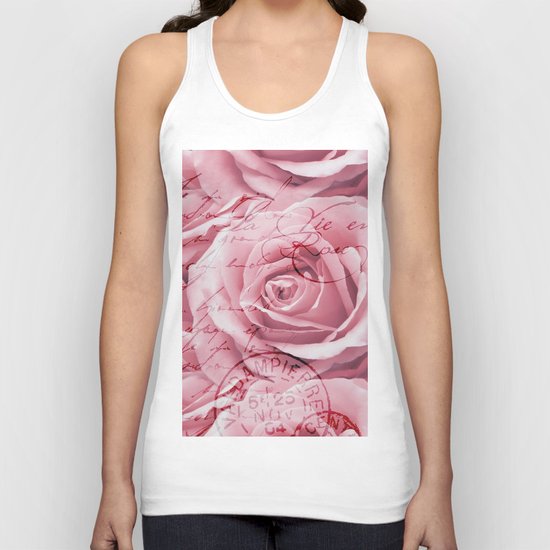 Nostalgic Rose with old handwriting Unisex Tank Top