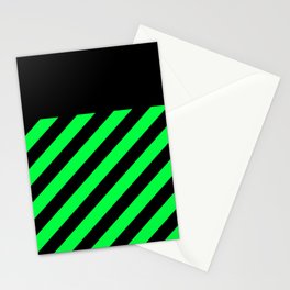 Black & Neon Green Stripes Stationery Card