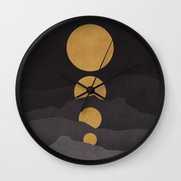 Rise of the golden moon Wall Clock