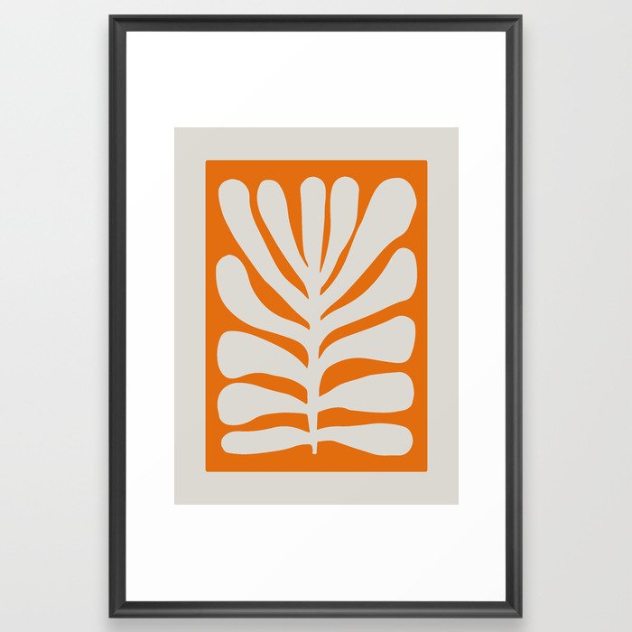 Abstract plant in vivid orange Framed Art Print