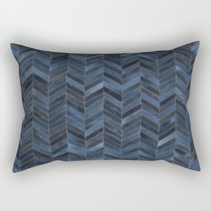 Blue Chevron cowhide Rectangular Pillow