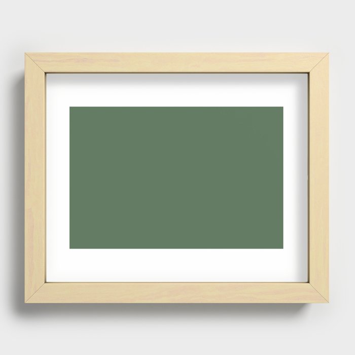 Dark Green Solid Color Pantone Elm Green 18-0121 TCX Shades of Green Hues Recessed Framed Print