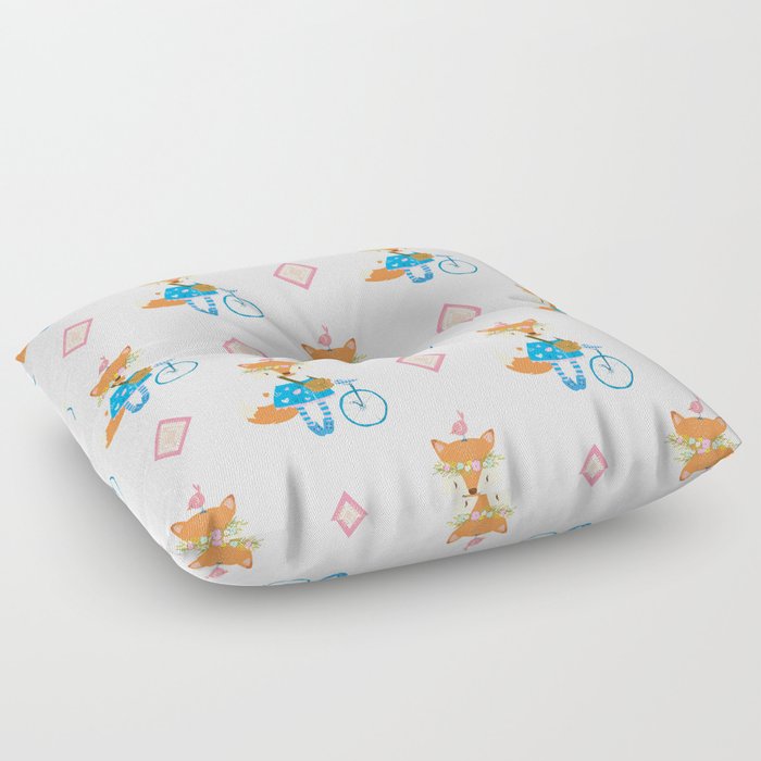 Girl Fox with Pink Diamond Floor Pillow
