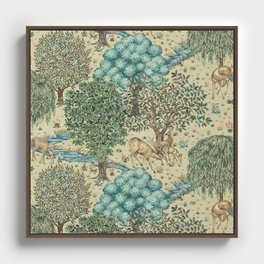 Country Brook Pattern - Nature Scene - William Morris Framed Canvas