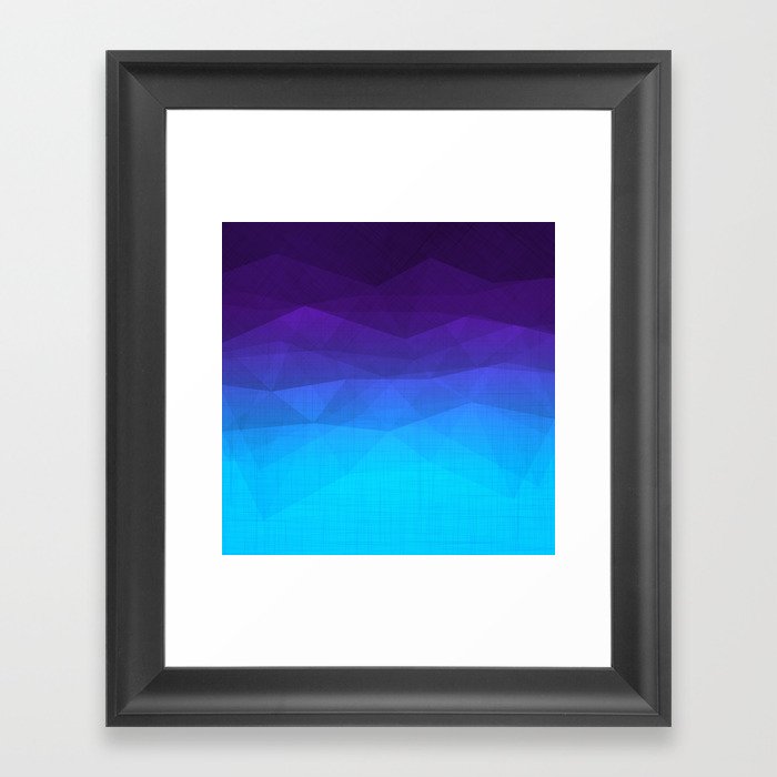 Midnight Blue Navy Moonlight Mountains Framed Art Print