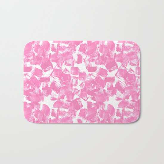 Pink Painter brushstrokes abstract minimal modern dorm college trendy boho painting monochromatic Bath Mat