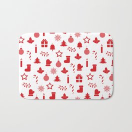 Christmas pattern from various red elements Bath Mat