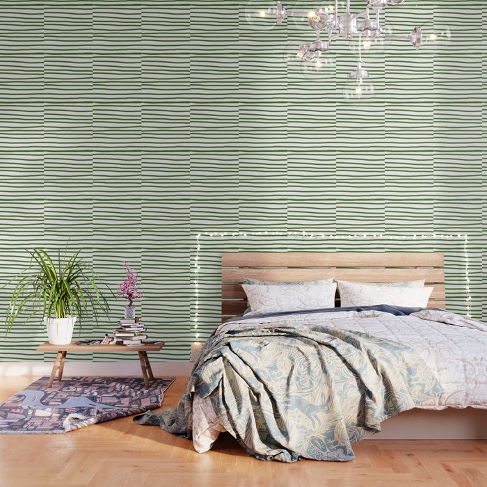 Simply Drawn Stripes in Jungle Green Wallpaper