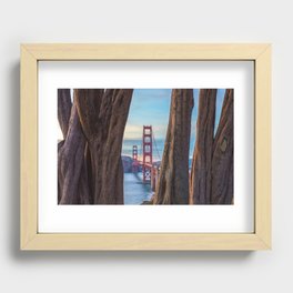 Golden Gate Between Cypresses  Recessed Framed Print
