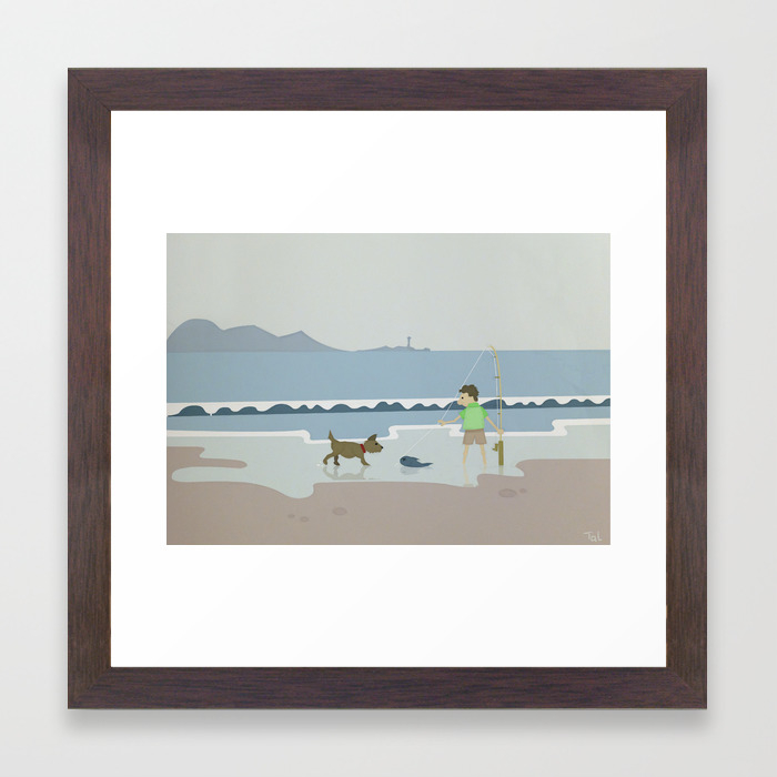 Fish And Dog Beach Wall Art Nursery Decor For Boys Room Framed Print Fish And Dog Beach Wall Art Nursery Decor For Boys Room Framed Print