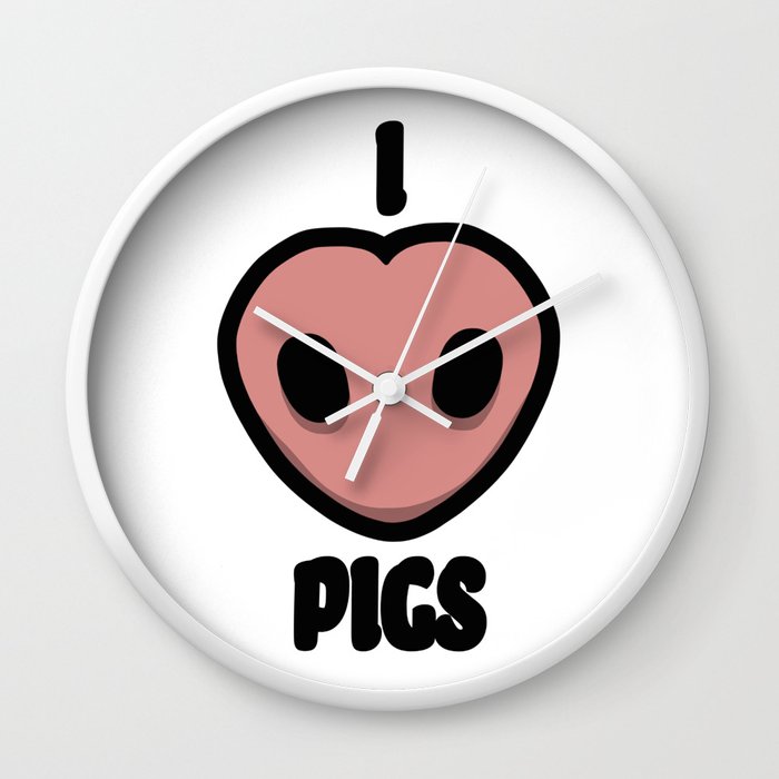 I Love Pigs Heart Shaped Nose Snout Wall Clock By Dollygrey I Love Pigs Heart Shaped Nose Snout Wall Clock