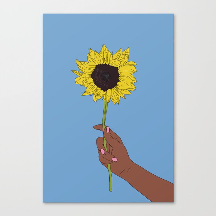 Blue sunflower summer  Canvas Print