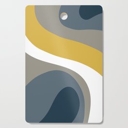 Retro Groovy Pattern Yellow, Grey and Navy Blue Cutting Board