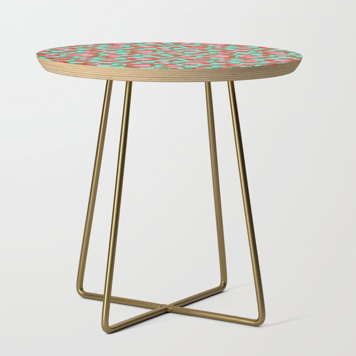 Funky Leopard Spot on Colorful Monochromatic Checkerboard Side Table