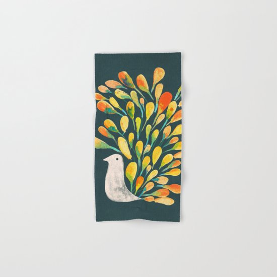 Watercolor Peacock Hand & Bath Towel