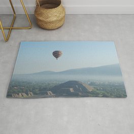Mexico Photography - Hot Air Balloon Flying Over Beautiful Nature Area & Throw Rug