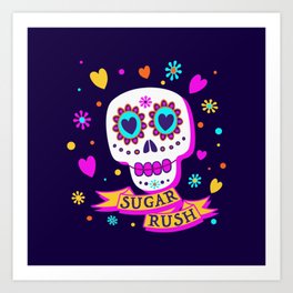 Sugar Rush Skull - Multi Colors - Bright - Halloween Art Print