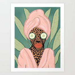 Spa Day Cheetah Art Print
