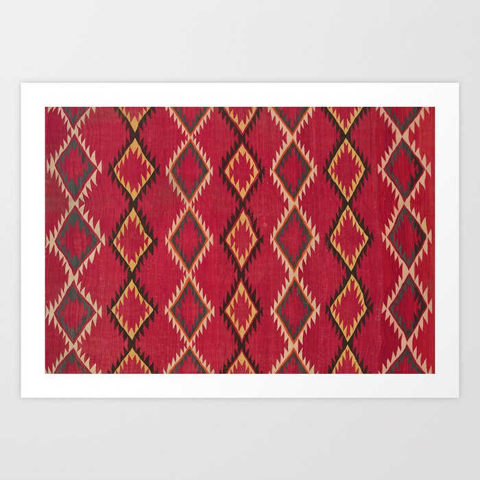 Vintage Southwest Geometric Blanket Pattern, 1800s Art Print by Art