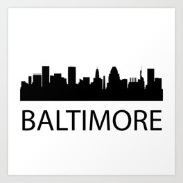Black Silhouette of Baltimore Skyline with word BALTIMORE Art Print | Baltimoreskyline, Silhouettebaltimore, Ussilhouette, Usacity, Baltimore, Uscityskyline, Skylineofbaltimore, Baltimoresilhouette, Usacityskyline, Maryland 