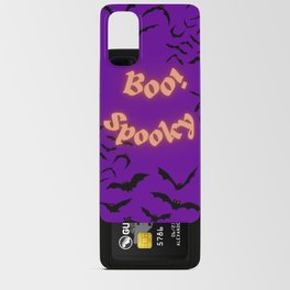 Halloween bats, spooky boo on purple background. Android Card Case