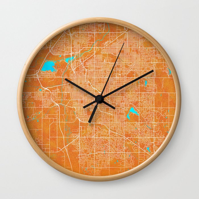 Lincoln, NE, USA, Gold, Blue, City, Map Wall Clock