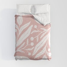 Blush pink and white modern floral art  Comforter