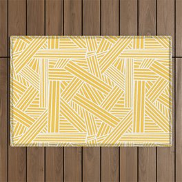 Sketchy Abstract (White & Light Orange Pattern) Outdoor Rug