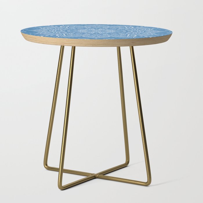 Elegant Blue Boho Mandala Side Table
