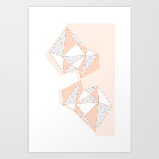 Geometric Nude Color Terrazzo Abstract Design Art Print
