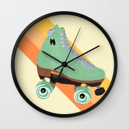 Roller Skate Green Wall Clock
