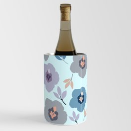 Pastel Lavender & Blue Floral Abstract Wine Chiller