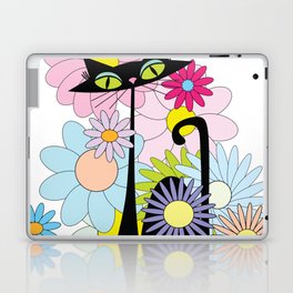 Atomic MCM Cat with Flowers Laptop & iPad Skin